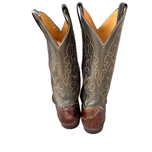 Justin Men's Brown eel Skin Western Cowboy Boots Size 10B Almond Toe - Picture 5 of 7